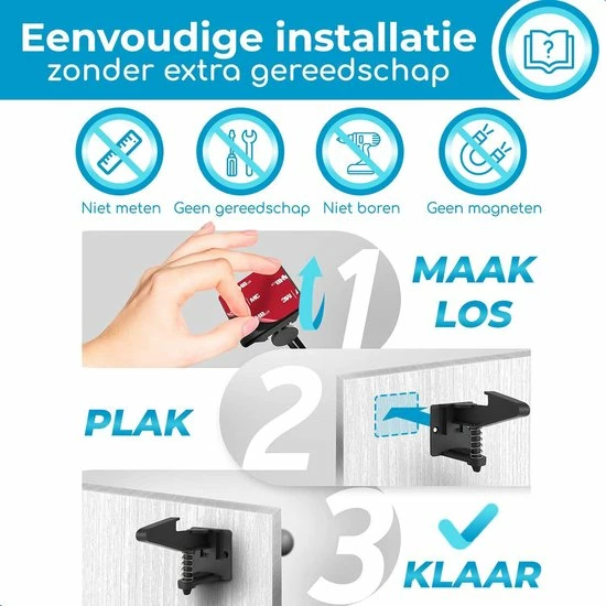 Bablue Kinderslot Kastjes - 4 Stuks - Zwart - Kinderbeveiliging Voor Kasten - Kastslot - Kast Beveiliging Baby - Veiligheidshaakjes - Kastsloten Baby - Kinderslot Kast - Kinderslot Lade - Keukenkastje Beveiliging Kinderen - Kinderslot Keukenkast 14 Bablue Kinderslot Kastjes - 4 Stuks - Zwart - Kinderbeveiliging Voor Kasten - Kastslot - Kast Beveiliging Baby - Veiligheidshaakjes - Kastsloten Baby - Kinderslot Kast - Kinderslot Lade - Keukenkastje Beveiliging Kinderen - Kinderslot Keukenkast - Afbeelding 14