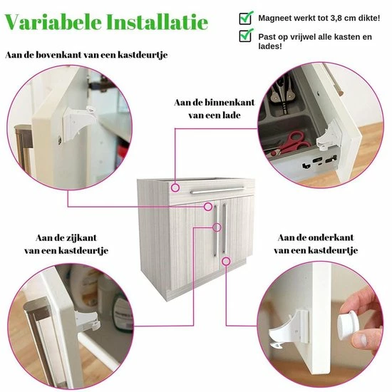 Gohh® Gohh 8 Kinderslot Kastjes Magneetsloten (met 3M Tape) En 2 Sterke Magneetsleutels - Geen Schroeven Nodig 3 Gohh® Gohh 8 Kinderslot Kastjes Magneetsloten (met 3M Tape) En 2 Sterke Magneetsleutels - Geen Schroeven Nodig - Afbeelding 3