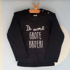 Merkloos Shirt Jongen Ik Word Grote Broer Big Brother | Lange Mouw T-Shirt | Zwart | Maat 92 Zwangerschap Aankondiging Baby Bekendmaking -Telano-winkel 550x550 484