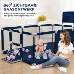 Comomy Grondbox - Babay Speelbox - 181x122cm Rechthoekig Groot Formaat Met Basketbalkorf - Blauw -Telano-winkel 550x550 486