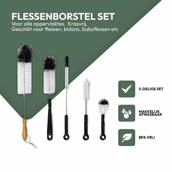 STACK Flessenborstel Set | Speenborstel Set - Flessen Reiniger Set - Melkfles Borstel Set - Drinkfles Reiniger Set - Schoonmaakborstel Set - Flessenreiniger Set - Pijpenborstel - Kras En BPA Vrij - 5 Delige Set Voor Ieder Oppervlak 2 STACK Flessenborstel Set | Speenborstel Set - Flessen Reiniger Set - Melkfles Borstel Set - Drinkfles Reiniger Set - Schoonmaakborstel Set - Flessenreiniger Set - Pijpenborstel - Kras En BPA Vrij - 5 Delige Set Voor Ieder Oppervlak - Afbeelding 2
