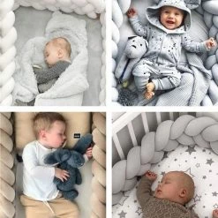 Trend24 Bedbumper - Bedomrander - Bedbumper Ledikant - Bedbumper Gevlochten - Boxomrander - Babykamer Accessoires - 2 Meter - Katoen - Grijs -Telano-winkel 550x550 587