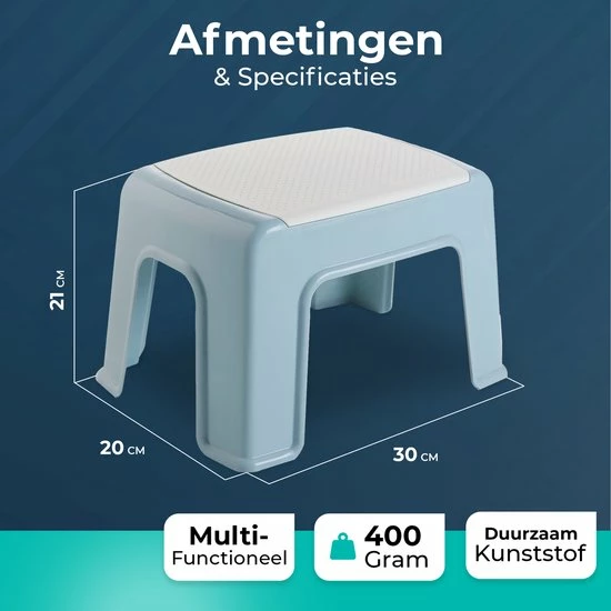 BUDDLEY Opstapje Blauw Wit 21cm Krukje Kinderen Krukje Opstapkrukje Keuken Krukje Badkamer Toilet Opstapje Kind Opstapjes Volwassenen Opstapje Keuken Trapje 2 BUDDLEY Opstapje Blauw Wit 21cm Krukje Kinderen Krukje Opstapkrukje Keuken Krukje Badkamer Toilet Opstapje Kind Opstapjes Volwassenen Opstapje Keuken Trapje - Afbeelding 2