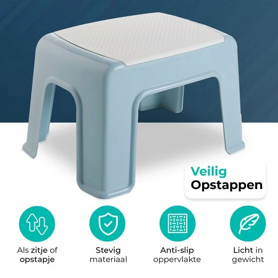BUDDLEY Opstapje Blauw Wit 21cm Krukje Kinderen Krukje Opstapkrukje Keuken Krukje Badkamer Toilet Opstapje Kind Opstapjes Volwassenen Opstapje Keuken Trapje 3 BUDDLEY Opstapje Blauw Wit 21cm Krukje Kinderen Krukje Opstapkrukje Keuken Krukje Badkamer Toilet Opstapje Kind Opstapjes Volwassenen Opstapje Keuken Trapje - Afbeelding 3