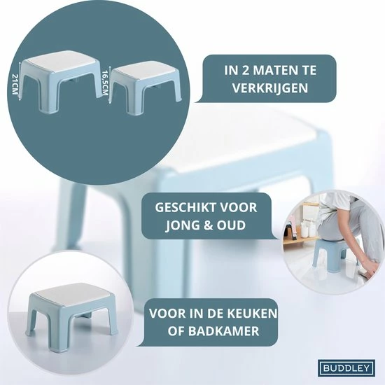 BUDDLEY Opstapje Blauw Wit 21cm Krukje Kinderen Krukje Opstapkrukje Keuken Krukje Badkamer Toilet Opstapje Kind Opstapjes Volwassenen Opstapje Keuken Trapje 4 BUDDLEY Opstapje Blauw Wit 21cm Krukje Kinderen Krukje Opstapkrukje Keuken Krukje Badkamer Toilet Opstapje Kind Opstapjes Volwassenen Opstapje Keuken Trapje - Afbeelding 4