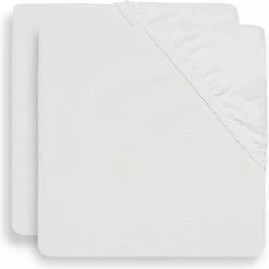 Jollein Baby Hoeslaken Ledikant Katoen 60x120cm - Wit - 2 Stuks