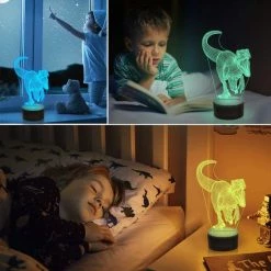 ANiMU 3D Lamp - 16 Kleuren - Dinosaurus - LED Illusie - Bureaulamp - Nachtlampje - Sfeerlamp - Dimbaar - USB Of Batterijen - Afstandsbediening - Cadeau Voor Jongens - Kinderen -Telano-winkel 550x550 693