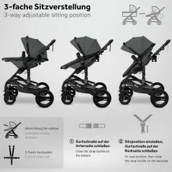 KIDUKU- 3 In 1 Combi-kinderwagen- Antraciet/zwart Buggy Incl. Autostoeltje-regenhoes- Inklapbaar -Telano-winkel 550x550 791