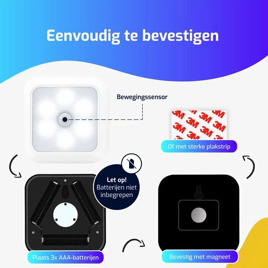 Indexr LED Nachtlampje Met Bewegingssensor - 2-PACK - Voor Volwassenen En Kinderen - Lamp Op Batterijen - Kastverlichting/Trapverlichting - Wandlamp Binnen - Kastlamp 4 Indexr LED Nachtlampje Met Bewegingssensor - 2-PACK - Voor Volwassenen En Kinderen - Lamp Op Batterijen - Kastverlichting/Trapverlichting - Wandlamp Binnen - Kastlamp - Afbeelding 4