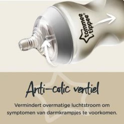 Tommee Tippee Closer To Nature - Zuigflessen - Langzame Uitstroomsnelheid - Anti-colic Ventiel - 260 Ml - Pak Van 1 - Doorzichtig -Telano-winkel 550x550 838