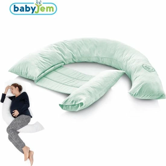 Baby Jem Babyjem - Zwangerschapskussen - Voedingskussen - Lichaamskussen - Zijslaapkussen - Ecru Wit 13 Baby Jem Babyjem - Zwangerschapskussen - Voedingskussen - Lichaamskussen - Zijslaapkussen - Ecru Wit - Afbeelding 13