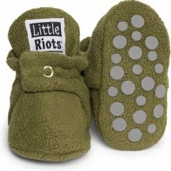 Little Riots - Babyslofjes - Antislip - Fleece Stepper - Olijf Groen - Slofjes Voor Je Baby, Dreumes En Peuter Voor Jongens En Meisjes - 12-18 Maanden (13cm) - Schoenmaat 20-21