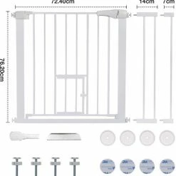 Comomy Traphekje - Traphek Zonder Boren - 75-103cm Veiligheidshek Met Kattendeur - Veiligheidshekje -Hondenhek - Voor Baby's, Kinderen, Hond En Katten - Wit 15 Comomy Traphekje - Traphek Zonder Boren - 75-103cm Veiligheidshek Met Kattendeur - Veiligheidshekje -Hondenhek - Voor Baby's, Kinderen, Hond En Katten - Wit -Telano-winkel 550x557 3