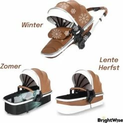 BrightWise® Luxe Kinderwagen 3 In 1 Voldoet Aan Alle Europese Veiligheidscertificaten - Wandelwagen - Kinderwagen 3-in-1 Incl Autostoel - Kinderwagen Maxi Cosi – Buggy 3 In 1 - Newborn - Leer - Bruin -Telano-winkel 550x558 6