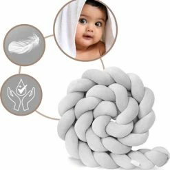 Trend24 Bedbumper - Bedomrander - Bedbumper Ledikant - Bedbumper Gevlochten - Boxomrander - Babykamer Accessoires - 3 Meter - Katoen - Grijs -Telano-winkel 550x569 7