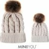 Merkloos Matching Ouder Baby (3-24 Mnd) Winter Muts Pompom - Beige -Telano-winkel 550x571 9