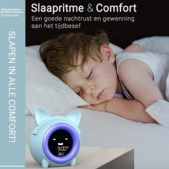 Merkloos Slaaptrainer - Wake-up Light - Digitale Wekker Met Slaaptimers - Nachtlamp Met Slaapdeuntjes - Kat - Blauw -Telano-winkel 550x572 4