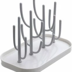 Merkloos Baby Flessen Droogrek - Afdruiprek Met Lekbak - Afwasrek - Baby Flesjes Droogrek - Flessenrek - Kraamcadeau - Baby Cadeau - Grijs