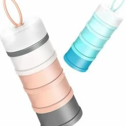 Merkloos Melkpoeder Toren - Melkpoeder Doseerdoosjes - Babyvoeding - Bewaarbakjes - Schenktuit - BPA Vrij - Meenemen En Bewaren - Dispenser - Melkpoeder - Snacks - 4 Laags - Family Favorites - Kraamcadeau - ROZE