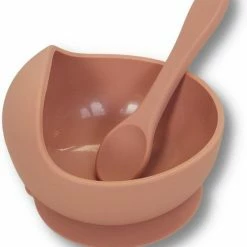Kids Cultures | Baby Servies | Baby Bordje Met Zuignap Inclusief Lepel | Kinderbord | Terracotta