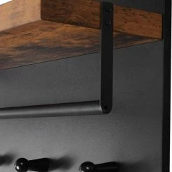 Songmics - Industrieel Kapstok Met Hoedenplank - Wandkapstok In Metaal / Hout - 60 X 21.5 X 40 Cm - Zwart / Bruin -Telano-winkel 550x658