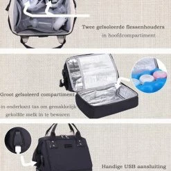 Rose & Ollie Kleine Kolftas Handtas Model Zwart - Koeltas Moedermelk -Telano-winkel 550x660 5