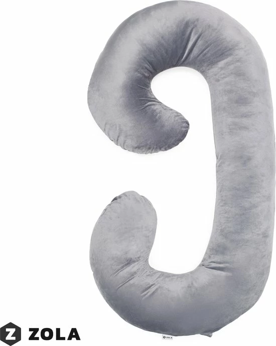 ZOLA Zwangerschapskussen XXL C-vorm - Voedingskussen - Zijslaapkussen - Lichaamskussen - Body Pillow - Afneembare Minky Fleece Hoes - 150x70cm - Grijs 5 ZOLA Zwangerschapskussen XXL C-vorm - Voedingskussen - Zijslaapkussen - Lichaamskussen - Body Pillow - Afneembare Minky Fleece Hoes - 150x70cm - Grijs - Afbeelding 5