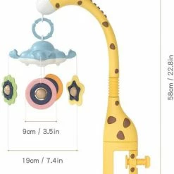 Tumama Baby Muziekmobiel Sterren Projector Lamp Giraffe Geel Bed Box Wiegje - Roterende Bijtring En Rammelaar Speelgoed - Slaaphulp White Noise Sterrenprojector -Telano-winkel 550x696 2