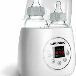 Grundig Flessenwarmer - Dubbele Flesverwarmer - 200W - Ruimte Voor 2 Babyflessen - Verwarmen, Ontdooien En Steriliseren - Incl. Stoomkap - Wit