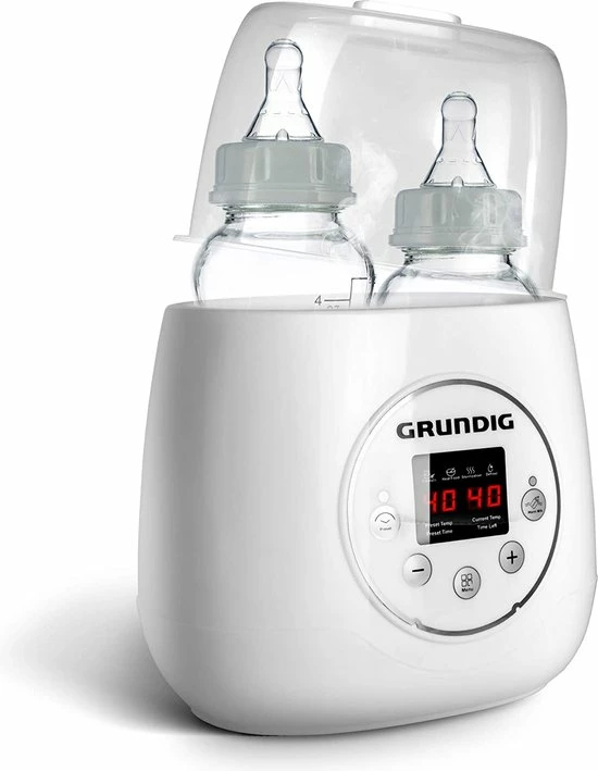 Grundig Flessenwarmer - Dubbele Flesverwarmer - 200W - Ruimte Voor 2 Babyflessen - Verwarmen, Ontdooien En Steriliseren - Incl. Stoomkap - Wit 1 Grundig Flessenwarmer - Dubbele Flesverwarmer - 200W - Ruimte Voor 2 Babyflessen - Verwarmen, Ontdooien En Steriliseren - Incl. Stoomkap - Wit
