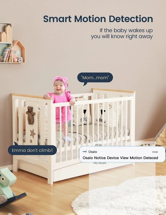 GNCC GC1Pro Babyfoon Met Camera - 3MP Indoor WiFi-camera 2.4G WiFi Voor Kinderen/Huisdieren/Senioren Met Monitor En Geluidsdetectie, Nachtzicht, Tweerichtingsaudio 6 GNCC GC1Pro Babyfoon Met Camera - 3MP Indoor WiFi-camera 2.4G WiFi Voor Kinderen/Huisdieren/Senioren Met Monitor En Geluidsdetectie, Nachtzicht, Tweerichtingsaudio - Afbeelding 6