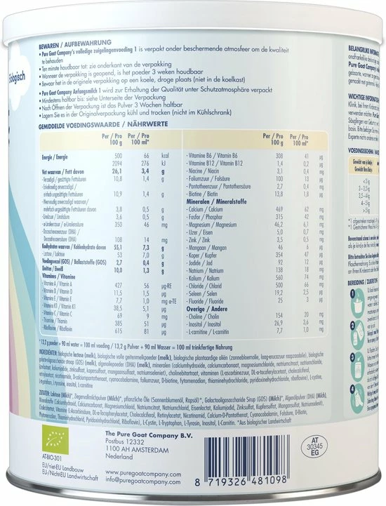 Pure Goat Company - Volledige Zuigelingenvoeding 1 - 800 Gram 6 Pure Goat Company - Volledige Zuigelingenvoeding 1 - 800 Gram - Afbeelding 6