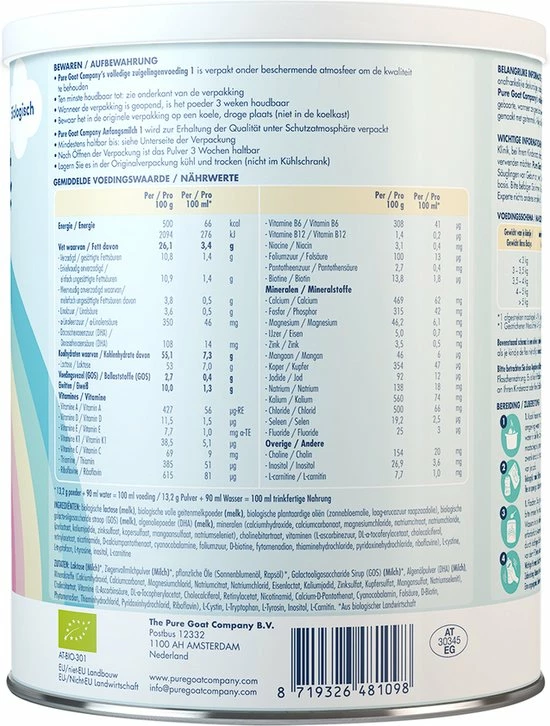Pure Goat Company - Volledige Zuigelingenvoeding 1 - 800 Gram 10 Pure Goat Company - Volledige Zuigelingenvoeding 1 - 800 Gram - Afbeelding 10