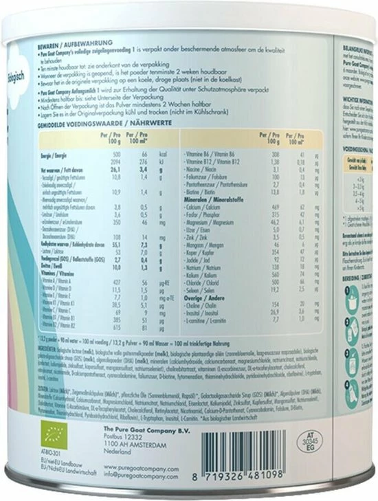 Pure Goat Company - Volledige Zuigelingenvoeding 1 - 800 Gram 7 Pure Goat Company - Volledige Zuigelingenvoeding 1 - 800 Gram - Afbeelding 7