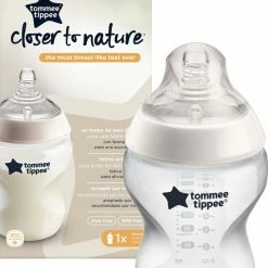 Tommee Tippee Closer To Nature - Zuigflessen - Langzame Uitstroomsnelheid - Anti-colic Ventiel - 260 Ml - Pak Van 1 - Doorzichtig -Telano-winkel 550x751 3