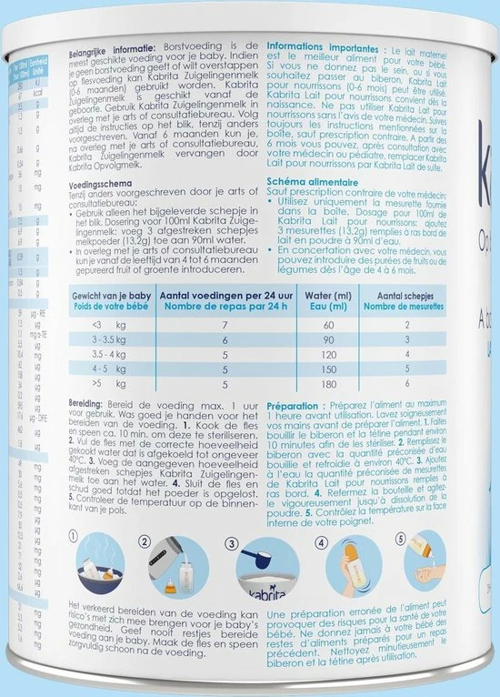 Kabrita 1 Zuigelingenmelk - Zuigelingenvoeding 0-6 Maanden - 800g 8 Kabrita 1 Zuigelingenmelk - Zuigelingenvoeding 0-6 Maanden - 800g - Afbeelding 8