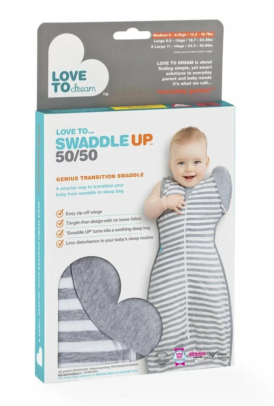 Love To Dream Babyslaapzak Swaddle Up - Inbakeren Afbouwen - Baby 4-6 Maanden - 6-8.5 Kg - All Season - Grijs 7 Love To Dream Babyslaapzak Swaddle Up - Inbakeren Afbouwen - Baby 4-6 Maanden - 6-8.5 Kg - All Season - Grijs - Afbeelding 7